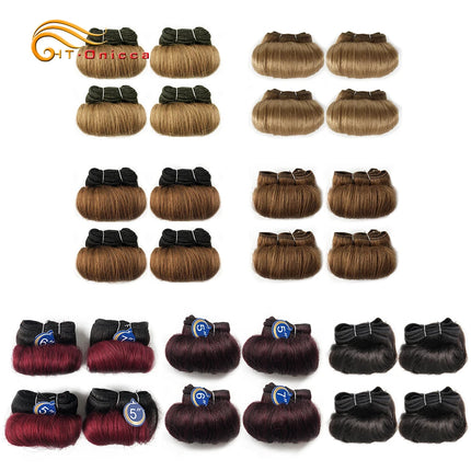 Curly Hair Bundles Indian Human Hair Weave Bundles 4Pcs/Lot Short Hair Products Wavy Bundles Human Hair Extensions