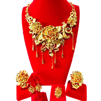 Hot Sale Luxury Trendy Popular Fashion Wedding New Arrivals Copper Gold Plated Party Gift Anniversary Jewelry Set