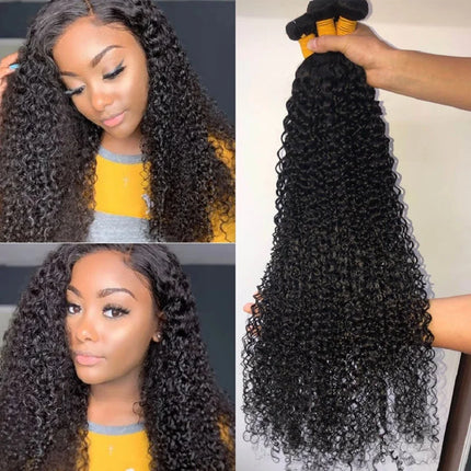 1 3 4 Bundles Mongolian Human Hair Weave Bundles Afro Kinky Curly Human Hair Bundles Double Wefts Remy Human Hair Extensions