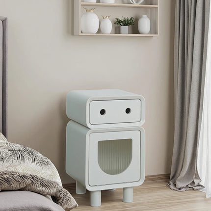 Table de chevet robot créative de style crème français, armoire en bois pour salon simple et chambre d'enfant, rangement mignon pour divers articles