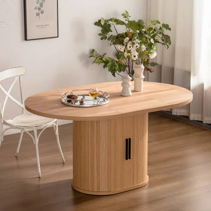 LUNVERO Modern Oval Dining Table Set