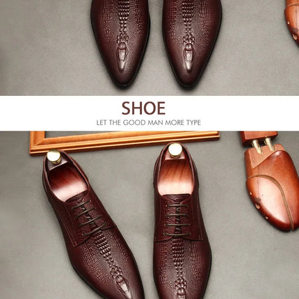 PJCMG New Spring/Autumn Handmade Lace-Up Balck/Red Genuine Leather Carved Dress Oxford Flat Men Shoes