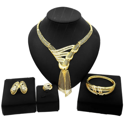 Zhuerrui Pendant Bangle Earrings Ring Chain Jewelry Set Italian Bridal Jewelry Set Women's Necklace Jewelry Set HN21031014