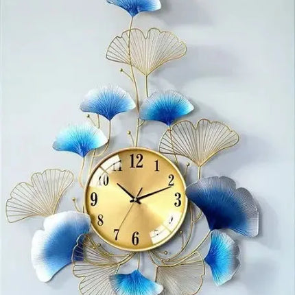 84*64CM Home Decoration Wall Art Living Room Decoration Clocks Luxury Plant Decoration Modern Metal Wall Clocks