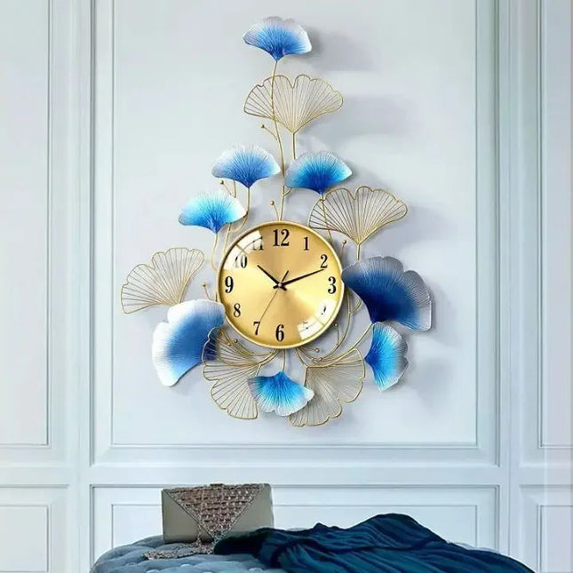 84*64CM Home Decoration Wall Art Living Room Decoration Clocks Luxury Plant Decoration Modern Metal Wall Clocks
