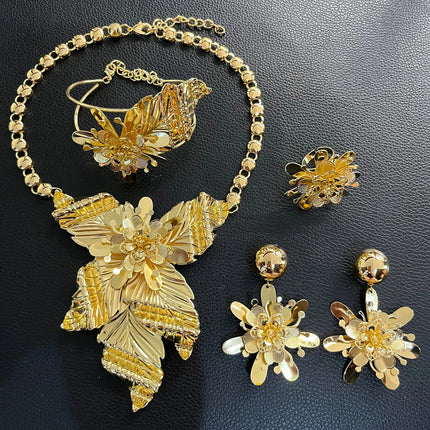 18K Gold Plated Jewelry African Fashion Ladies Clothing Accessories Wedding Party Italian Gold Plated Jewelry Set Wholesale