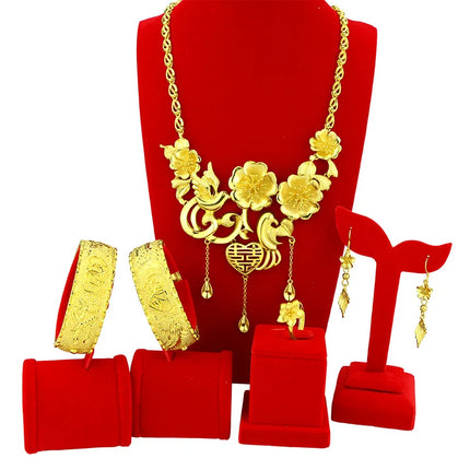 Hot Sale Luxury Trendy Popular Fashion Wedding New Arrivals Copper Gold Plated Party Gift Anniversary Jewelry Set