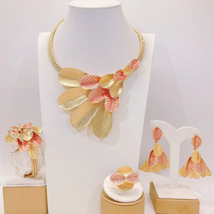 Luxury Costume Popular Trendy Brazilian Latest Fashion Wedding Copper Gold Plated Party Gift Anniversary Engagement Jewelry Set