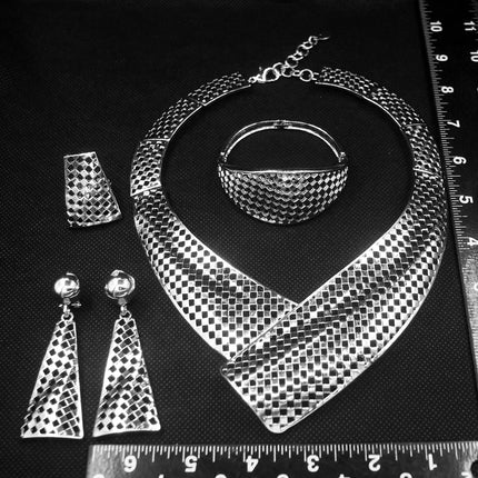 High Quality Italian Gold Plating Design Necklace Bangle Earrings Ring Set Fashion Women Jewelry Sets Bridal Wedding Party Gift