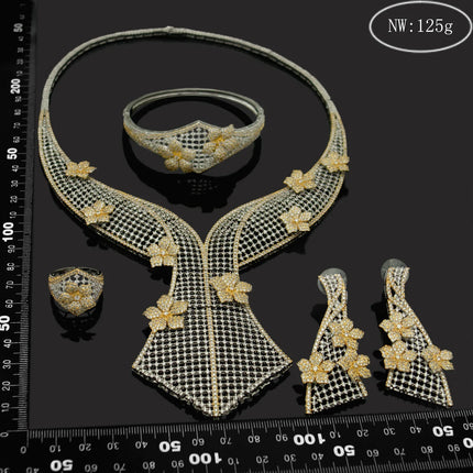 Yulaili Luxury Brass Cubic Zircon Jewelry Sets for Women Wedding Bridal Jewellery Set