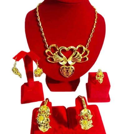 Hot Sale Luxury Trendy Popular Fashion Wedding New Arrivals Copper Gold Plated Party Gift Anniversary Jewelry Set