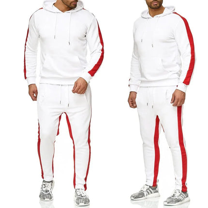 Autumn and Winter Jogging Suits for Men Striped Hoodie+Pants Casual Tracksuit Male Sportswear Gym Casual Clothing Sweat Suit New