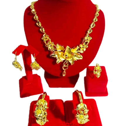 Hot Sale Luxury Trendy Popular Fashion Wedding New Arrivals Copper Gold Plated Party Gift Anniversary Jewelry Set