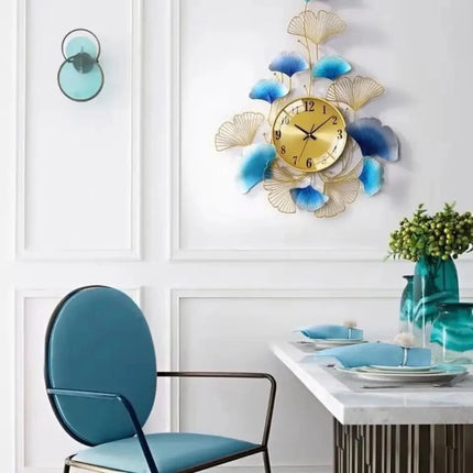 84*64CM Home Decoration Wall Art Living Room Decoration Clocks Luxury Plant Decoration Modern Metal Wall Clocks