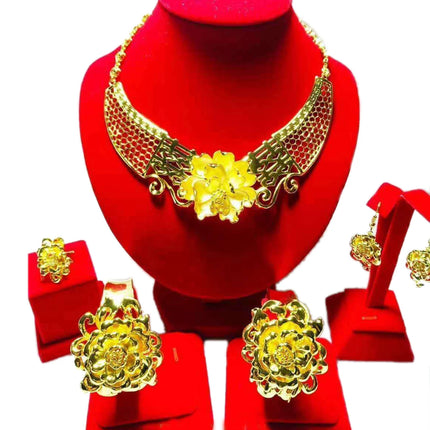 Hot Sale Luxury Trendy Popular Fashion Wedding New Arrivals Copper Gold Plated Party Gift Anniversary Jewelry Set