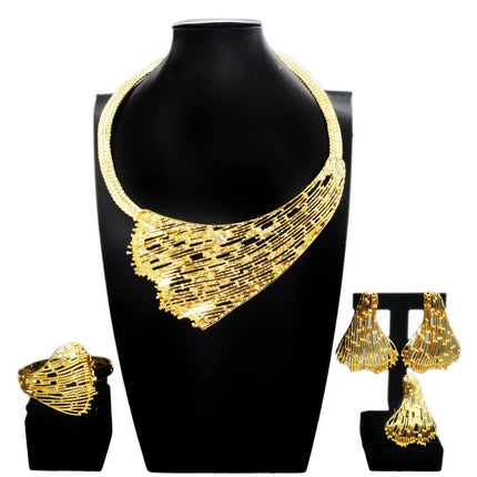 Zhuerrui Hot Selling 24K Good Jewelry Sets Cheap Bridal Wedding Necklace Jewelry Set Exquisite Women's Birthday Gifts H20183