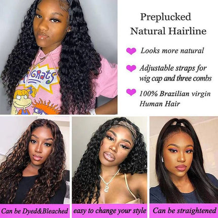 Curly Frontal Wigs 13x4 Transparent Lace Front Wigs Brazilian Deep Wave 5x5 Closure Wig 30inch Lace Frontal Wig Pre Plucked