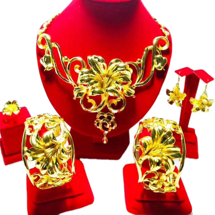 Hot Sale Luxury Trendy Popular Fashion Wedding New Arrivals Copper Gold Plated Party Gift Anniversary Jewelry Set