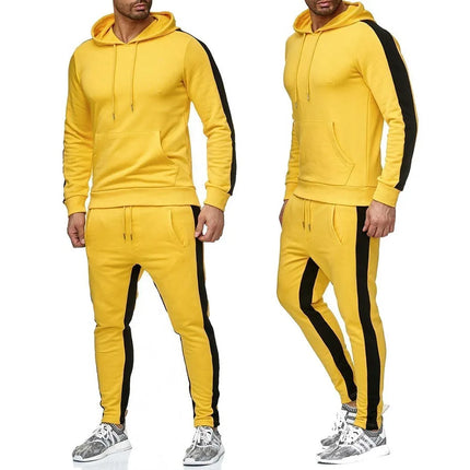 Autumn and Winter Jogging Suits for Men Striped Hoodie+Pants Casual Tracksuit Male Sportswear Gym Casual Clothing Sweat Suit New