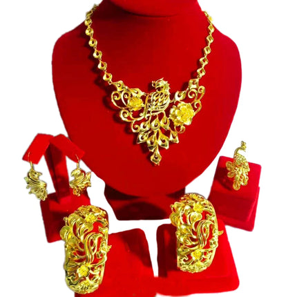 Hot Sale Luxury Trendy Popular Fashion Wedding New Arrivals Copper Gold Plated Party Gift Anniversary Jewelry Set