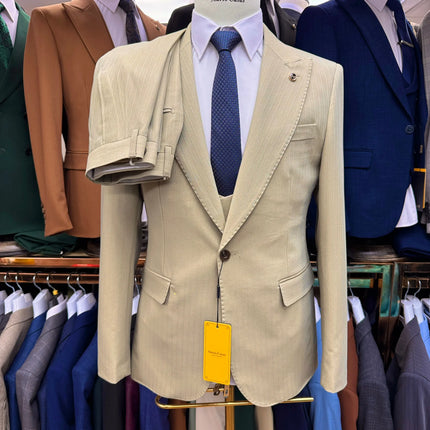 Green Mens Wedding Suits 3 Piece Set Slim Fit Single Breasted Jacket Vest Pants Luxury Groom Formal Evening Wear