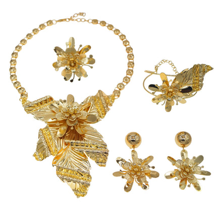18K Gold Plated Jewelry African Fashion Ladies Clothing Accessories Wedding Party Italian Gold Plated Jewelry Set Wholesale