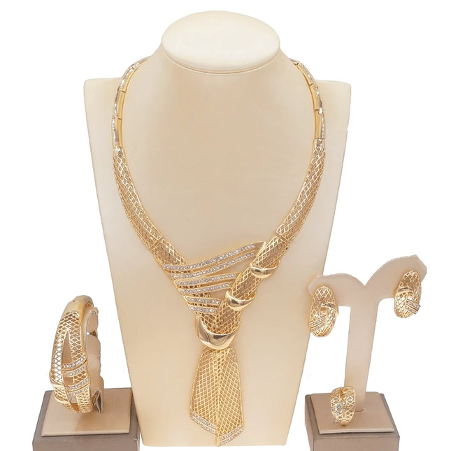 Zhuerrui Pendant Bangle Earrings Ring Chain Jewelry Set Italian Bridal Jewelry Set Women's Necklace Jewelry Set HN21031014