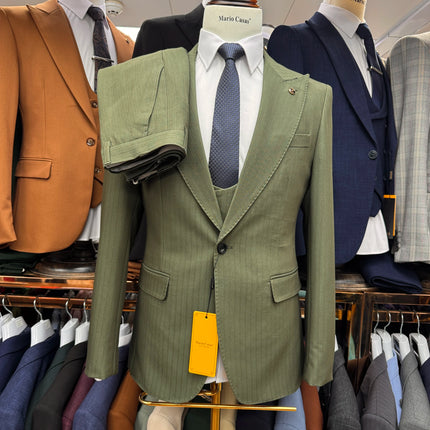 Green Mens Wedding Suits 3 Piece Set Slim Fit Single Breasted Jacket Vest Pants Luxury Groom Formal Evening Wear