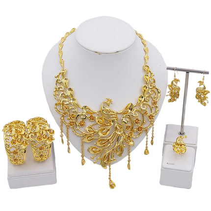 Hot Sale Luxury Trendy Popular Fashion Wedding New Arrivals Copper Gold Plated Party Gift Anniversary Jewelry Set