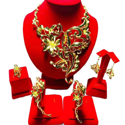 Hot Sale Luxury Trendy Popular Fashion Wedding New Arrivals Copper Gold Plated Party Gift Anniversary Jewelry Set