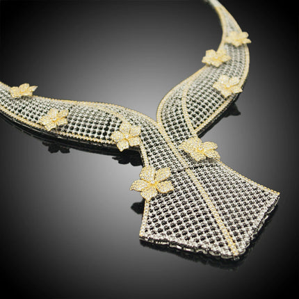 Yulaili Luxury Brass Cubic Zircon Jewelry Sets for Women Wedding Bridal Jewellery Set