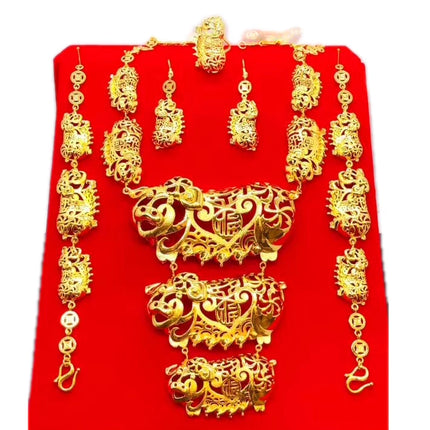 Hot Sale Luxury Trendy Popular Fashion Wedding New Arrivals Copper Gold Plated Party Gift Anniversary Jewelry Set