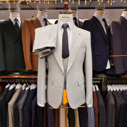 Green Mens Wedding Suits 3 Piece Set Slim Fit Single Breasted Jacket Vest Pants Luxury Groom Formal Evening Wear