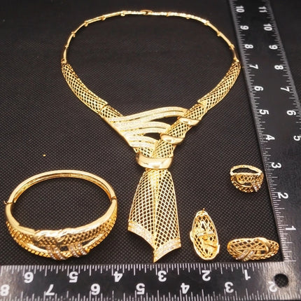 Zhuerrui Pendant Bangle Earrings Ring Chain Jewelry Set Italian Bridal Jewelry Set Women's Necklace Jewelry Set HN21031014