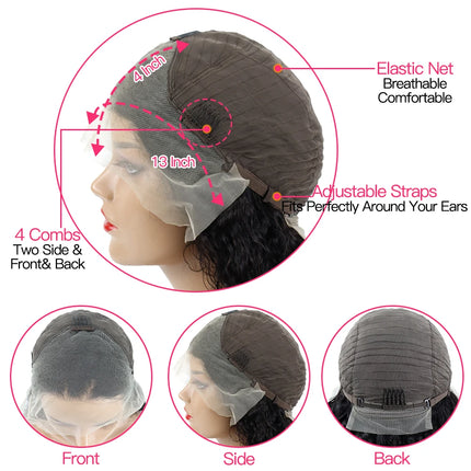 13x4 HD Transparent Straight Lace Frontal Wigs 12A Bob Wig Pre Plucked Glueless Full Lace Front Human Hair Wigs For Black Women