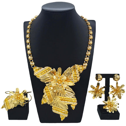 18K Gold Plated Jewelry African Fashion Ladies Clothing Accessories Wedding Party Italian Gold Plated Jewelry Set Wholesale