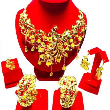 Hot Sale Luxury Trendy Popular Fashion Wedding New Arrivals Copper Gold Plated Party Gift Anniversary Jewelry Set