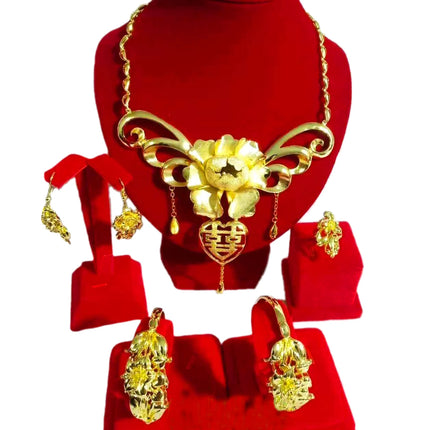 Hot Sale Luxury Trendy Popular Fashion Wedding New Arrivals Copper Gold Plated Party Gift Anniversary Jewelry Set