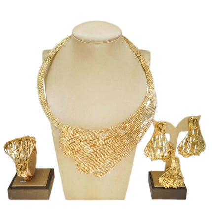 Zhuerrui Hot Selling 24K Good Jewelry Sets Cheap Bridal Wedding Necklace Jewelry Set Exquisite Women's Birthday Gifts H20183