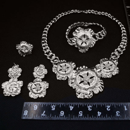 Yulaili High Quality Latest Italian Gold Style Silver Color Necklace Wedding Women Bridal Party Wholesale Jewelry Set