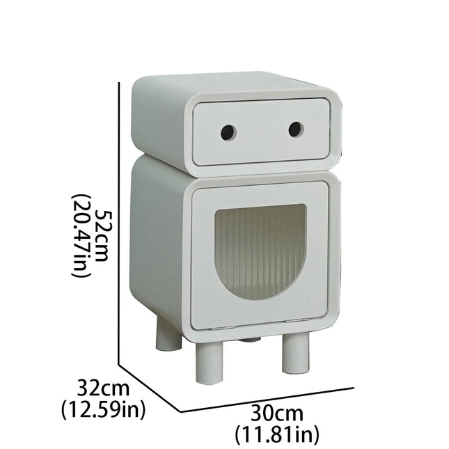 Table de chevet robot créative de style crème français, armoire en bois pour salon simple et chambre d'enfant, rangement mignon pour divers articles