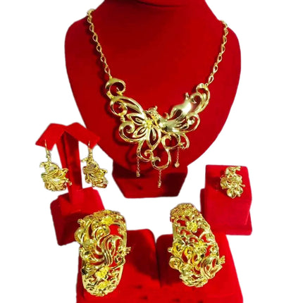 Hot Sale Luxury Trendy Popular Fashion Wedding New Arrivals Copper Gold Plated Party Gift Anniversary Jewelry Set
