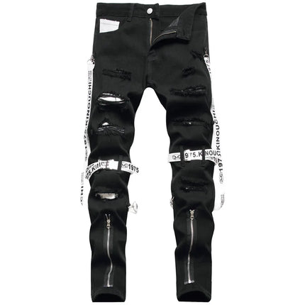 Strap Pants 2022 Wholesale Jeans for Men Fashion Black Pants