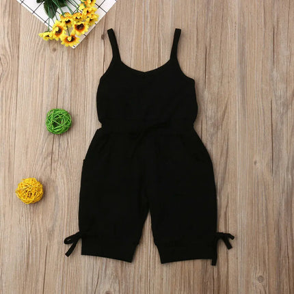 2019 Children Summer Clothing 1-6Y Toddler Baby Girl Solid Romper Bib Pants Sleeveless Romper Overalls Outfits Cropped Jumpsuits
