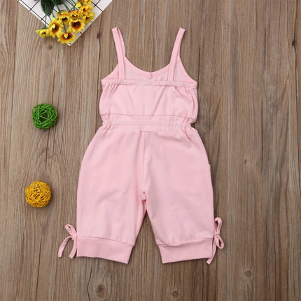 2019 Children Summer Clothing 1-6Y Toddler Baby Girl Solid Romper Bib Pants Sleeveless Romper Overalls Outfits Cropped Jumpsuits