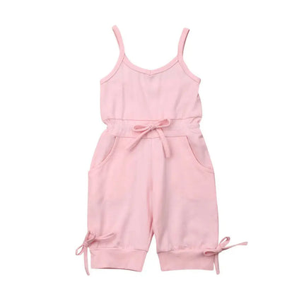 2019 Children Summer Clothing 1-6Y Toddler Baby Girl Solid Romper Bib Pants Sleeveless Romper Overalls Outfits Cropped Jumpsuits