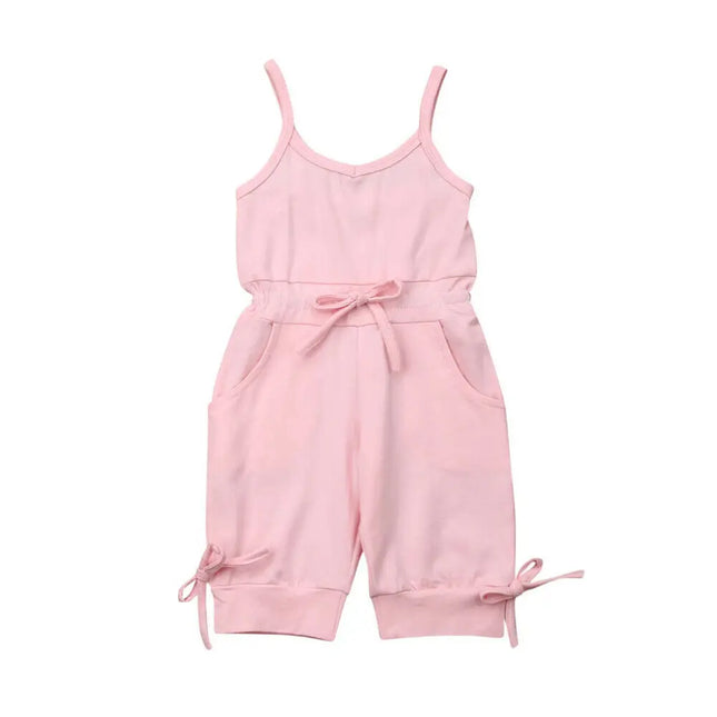 2019 Children Summer Clothing 1-6Y Toddler Baby Girl Solid Romper Bib Pants Sleeveless Romper Overalls Outfits Cropped Jumpsuits