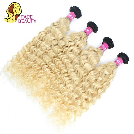 FaceBeauty Honey Blonde Ombre Bundles 1/3/4 Pcs Lot 28 30 Inch Brazilian Remy Human Hair Weave 1B 613 Blonde Curly Hair Bundles
