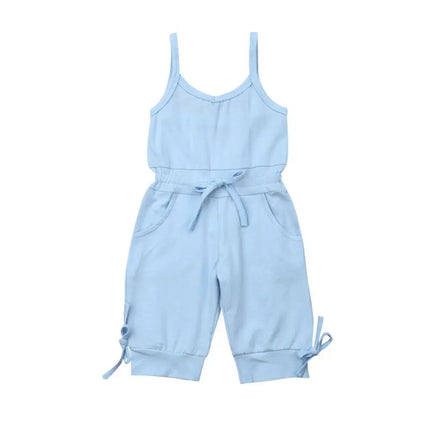 2019 Children Summer Clothing 1-6Y Toddler Baby Girl Solid Romper Bib Pants Sleeveless Romper Overalls Outfits Cropped Jumpsuits