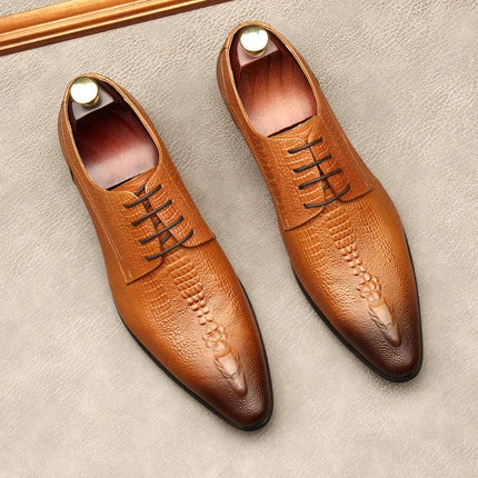 PJCMG New Spring/Autumn Handmade Lace-Up Balck/Red Genuine Leather Carved Dress Oxford Flat Men Shoes